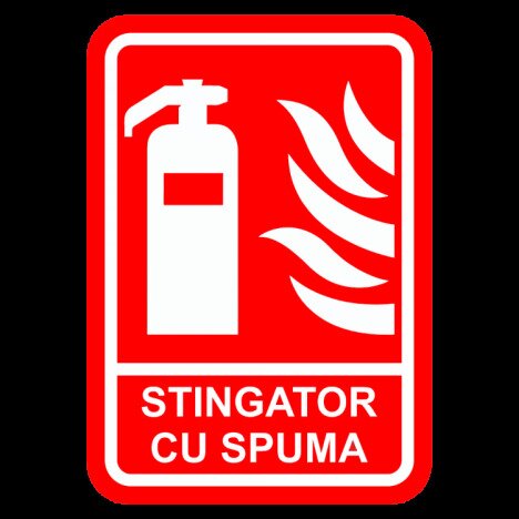 Semn de stingator cu spuma